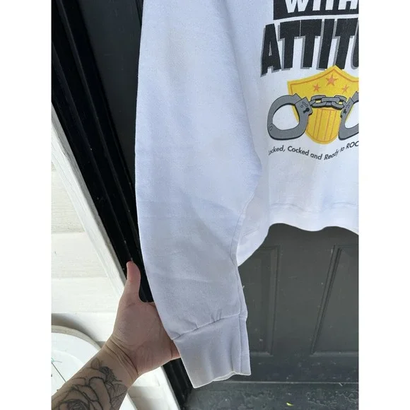 Vintage 90s Cop With An Attitude Crewneck Size XL Locked Cocked Ready To Rock